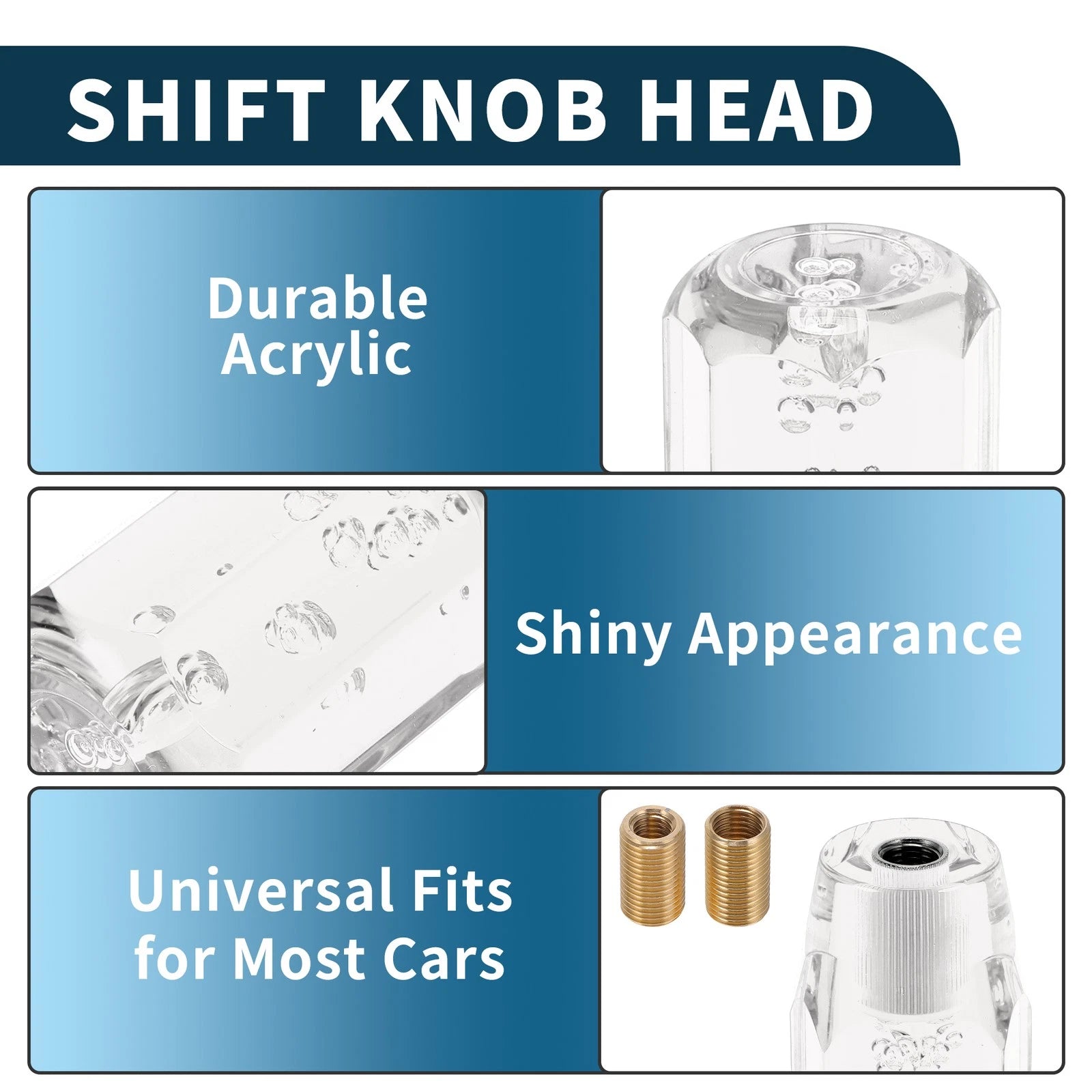 Shift Knob Set of 1 for Universal Vehicles (20cm Octagonal Crystal)