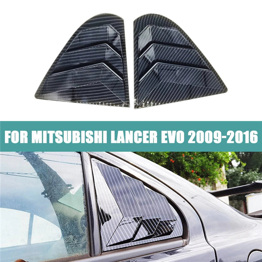 Carbon Fiber Look Rear Side Vent Window Trim Covers for Mitsubishi Lancer (2009–2016)