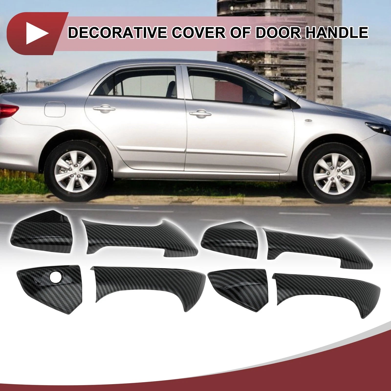 1Set Car Door Handle Cover Outside Black Replacement for Honda Accord (2008–2012)