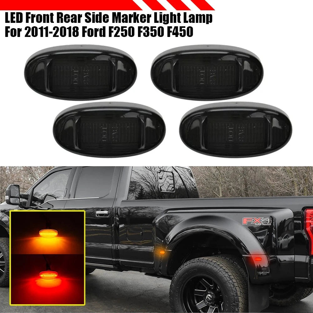 Smoked LED Fender Side Marker Lights for Ford F250 F350 F450 (2011–2018)