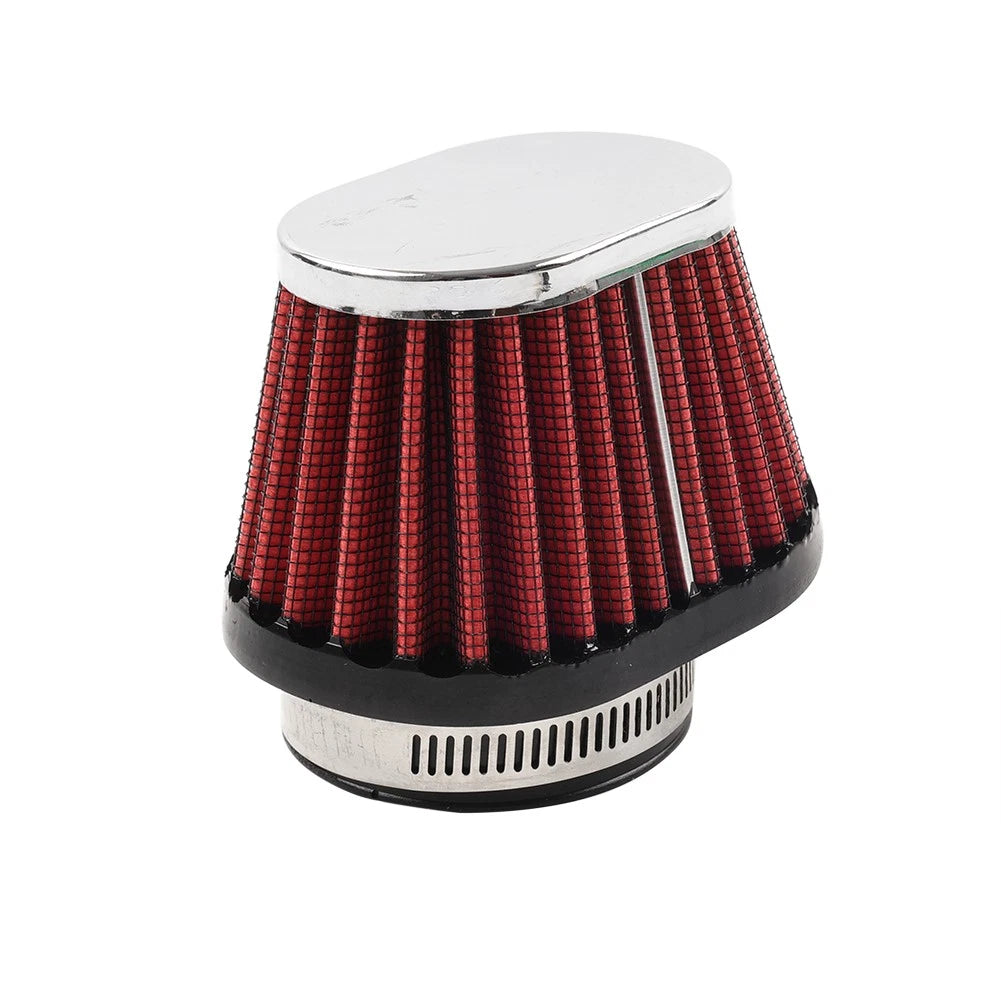 55MM 2.17" Motorcycle Oval Air Intake Filter Cleaner Washable Red