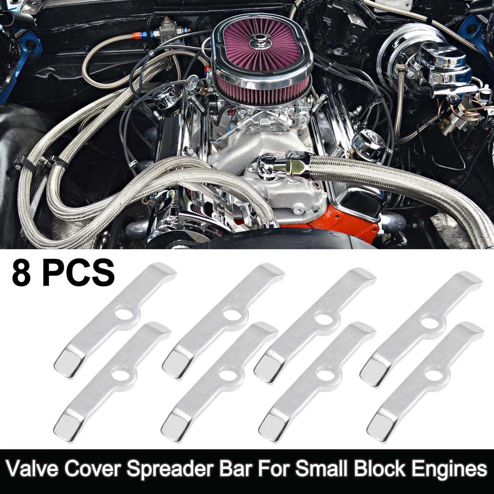 Valve Cover Spreader Bar Hold Down Tab Replacement for Chevy 283 305 327 (8pcs) (1960–1969)