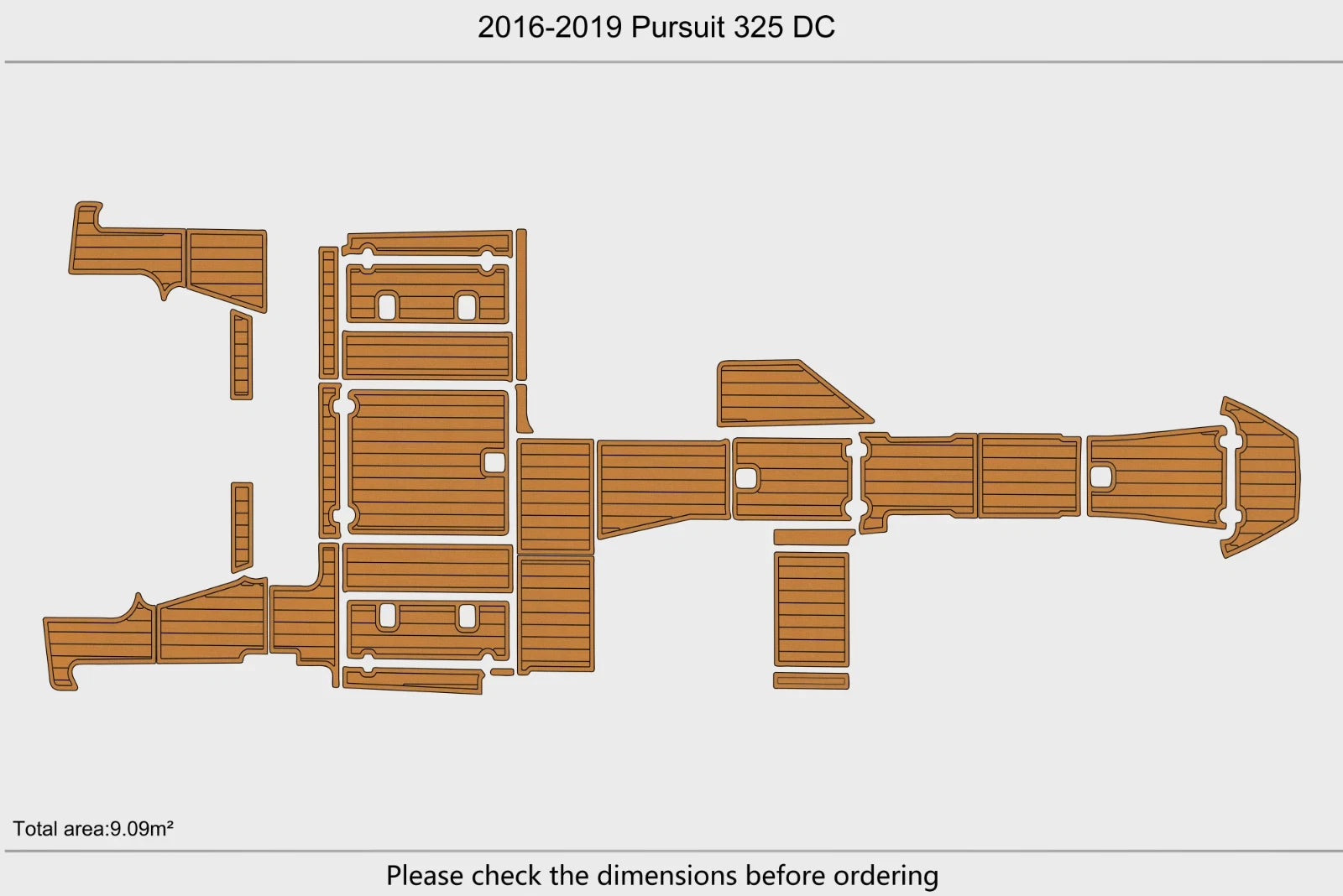 EVA Foam Teak Deck Flooring Mat for Pursuit 325 DC (2016)