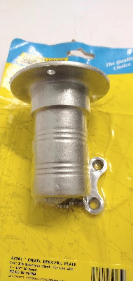 Diesel Deck Fill Plate 1 1/2'' for Seachoice (32261)