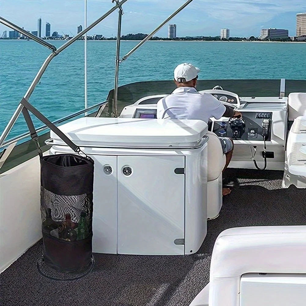 Foldable Trash Bag for Boat with Adjustable Straps for Deck Storage