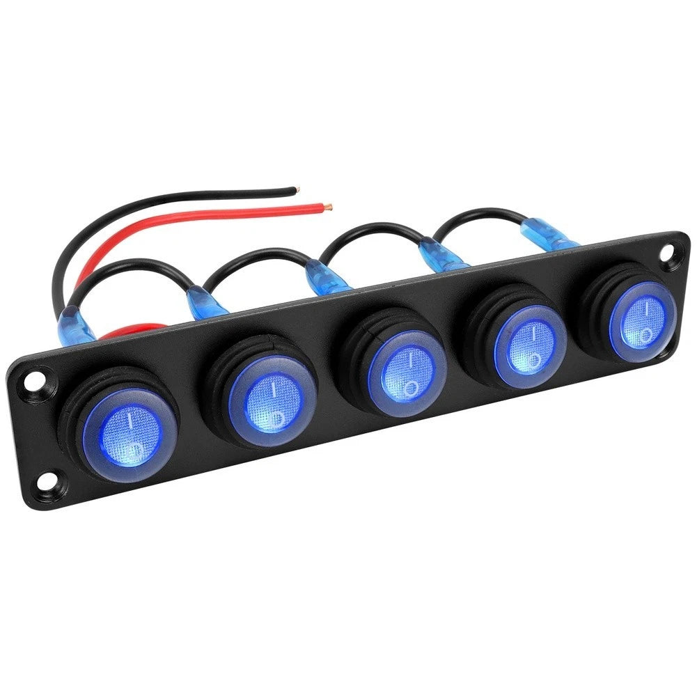 12V Waterproof LED Switch Panel 1 to 6 Gang for Marine Applications