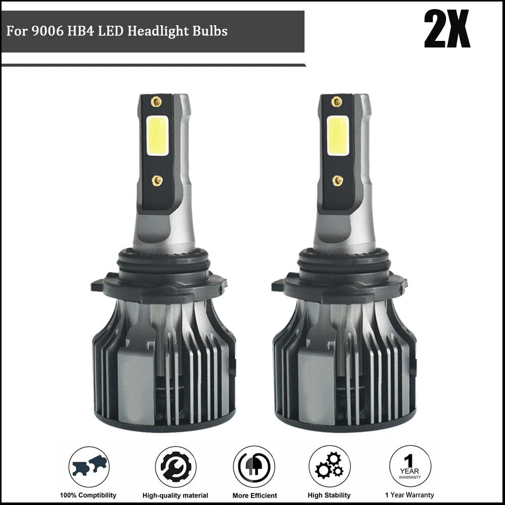 2X 9006 HB4 LED Headlight Bulbs Conversion Kit for Cool White (72W 10000LM)