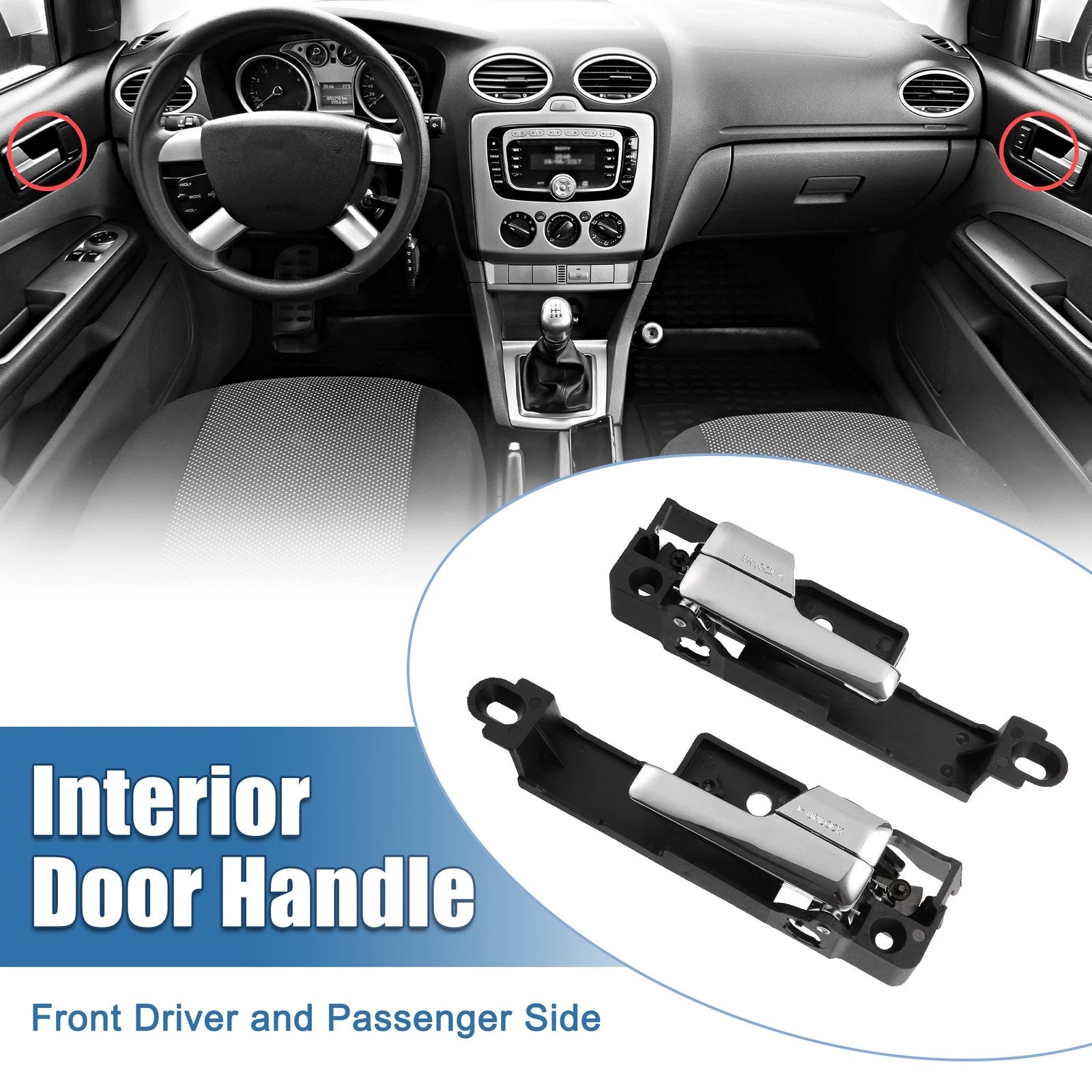 Interior Door Handle Front Pair Left Right for Ford Fusion (2013–2020)