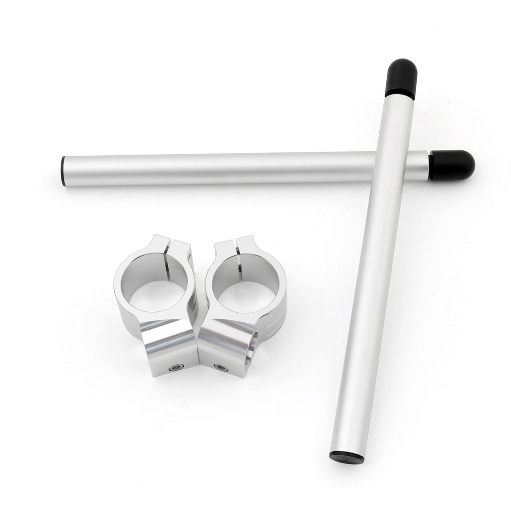 Clip-On Handlebars for Honda CBR250R CBR600F (Universal, 37mm, Silver)