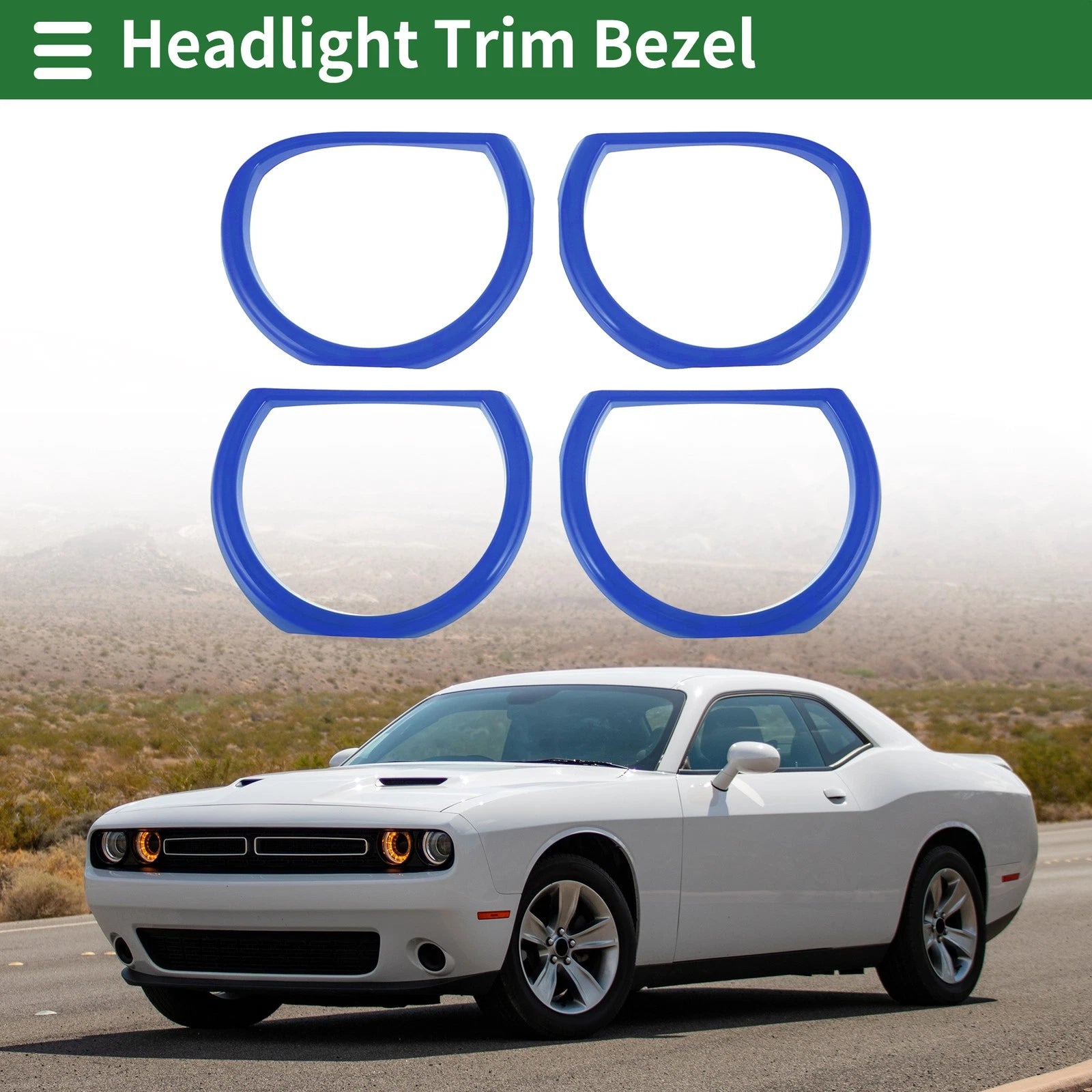 4 Pcs Headlight Trim Bezels Replacement for Dodge Challenger (2015–2024)