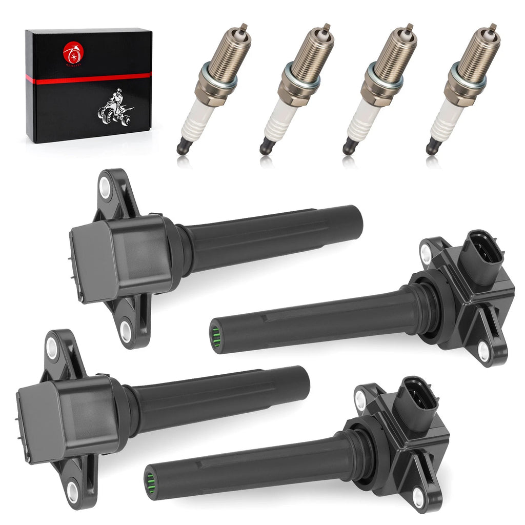 Set of 4 Ignition Coils w/Spark Plug for Yamaha RX1800 AX190 SX190 (2012–2018)