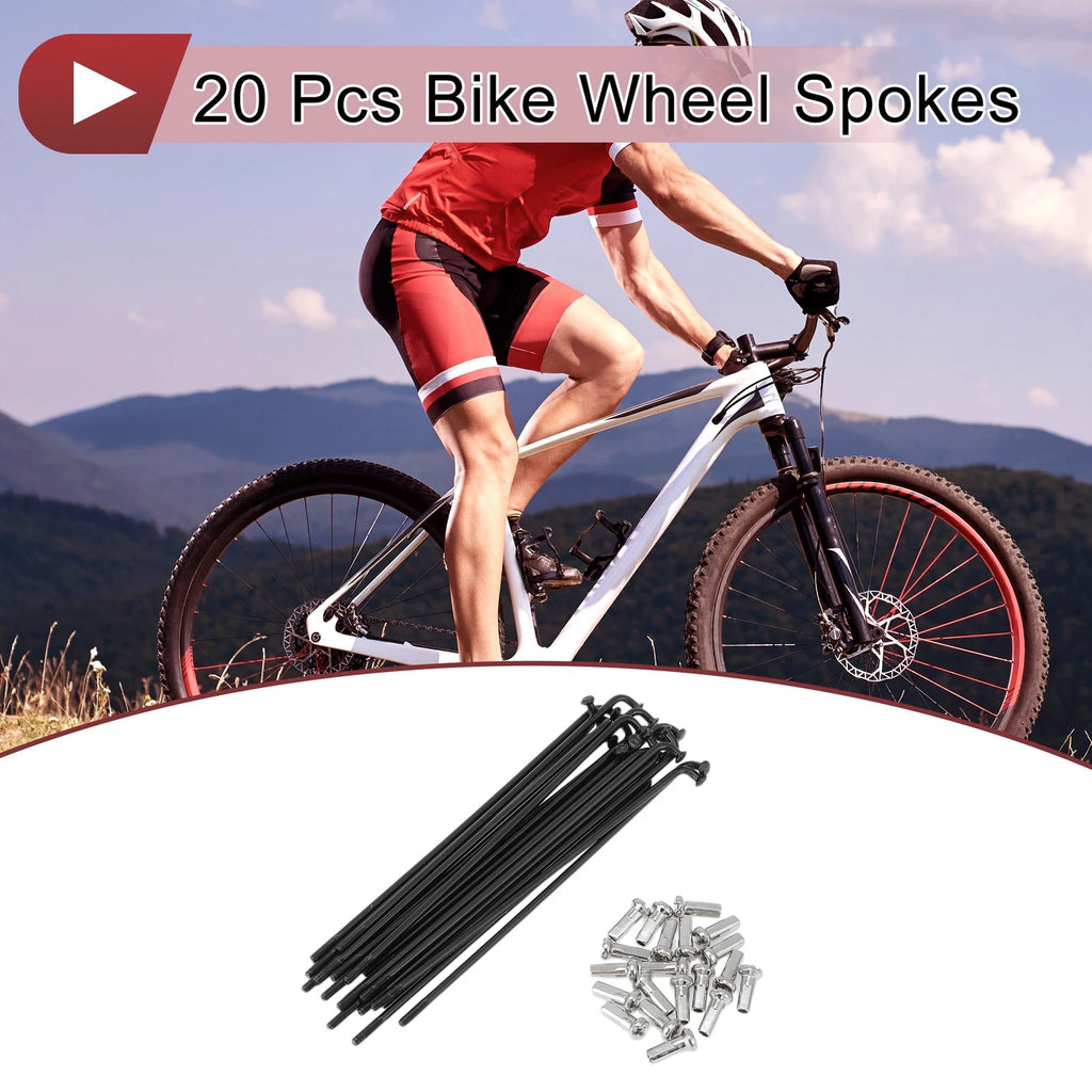 Bicycle Spokes Replacement Set 105mm 304 Stainless Steel for 13G Wheel (Black)