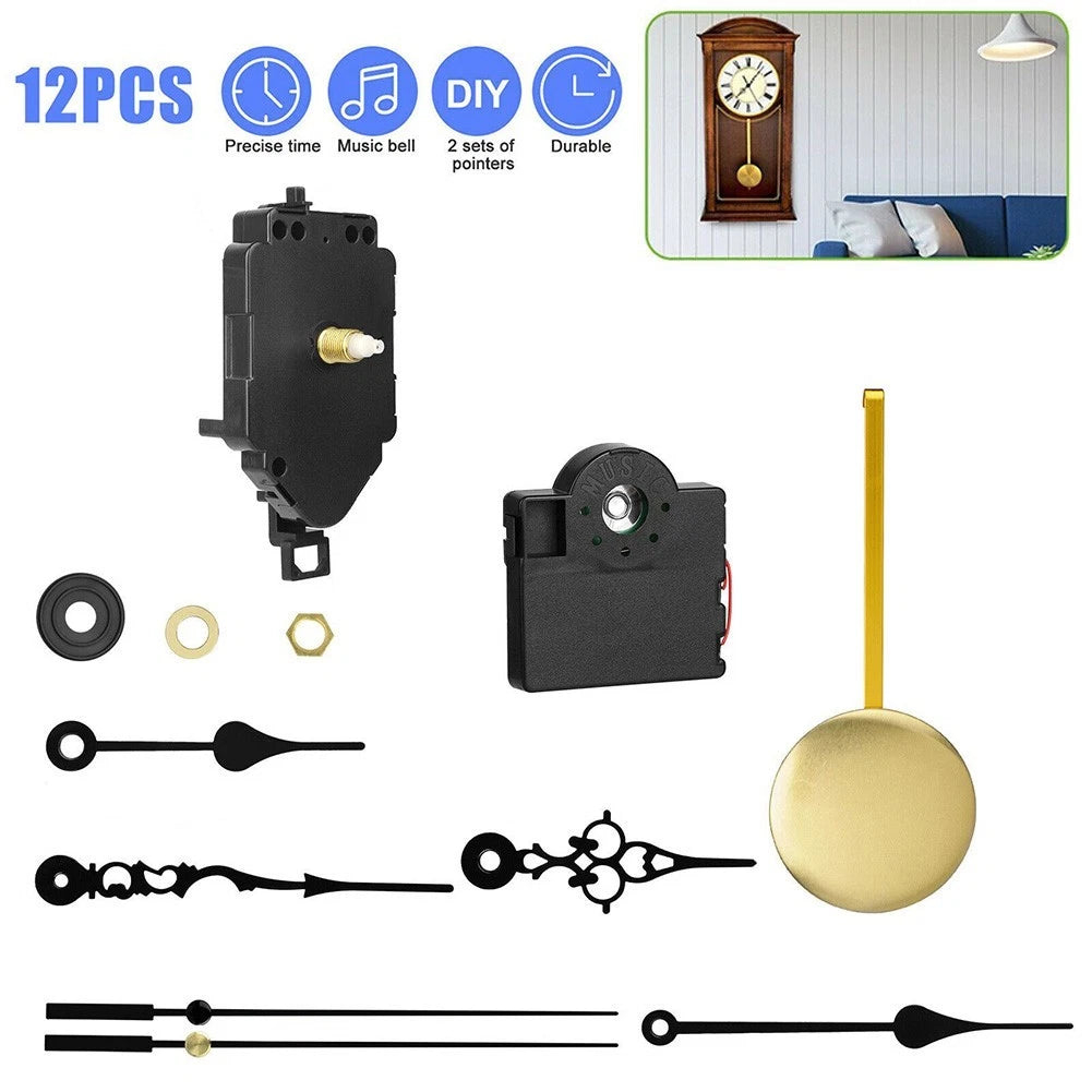 Clock Movement Set with Pendulum and Music Box Repair Tools