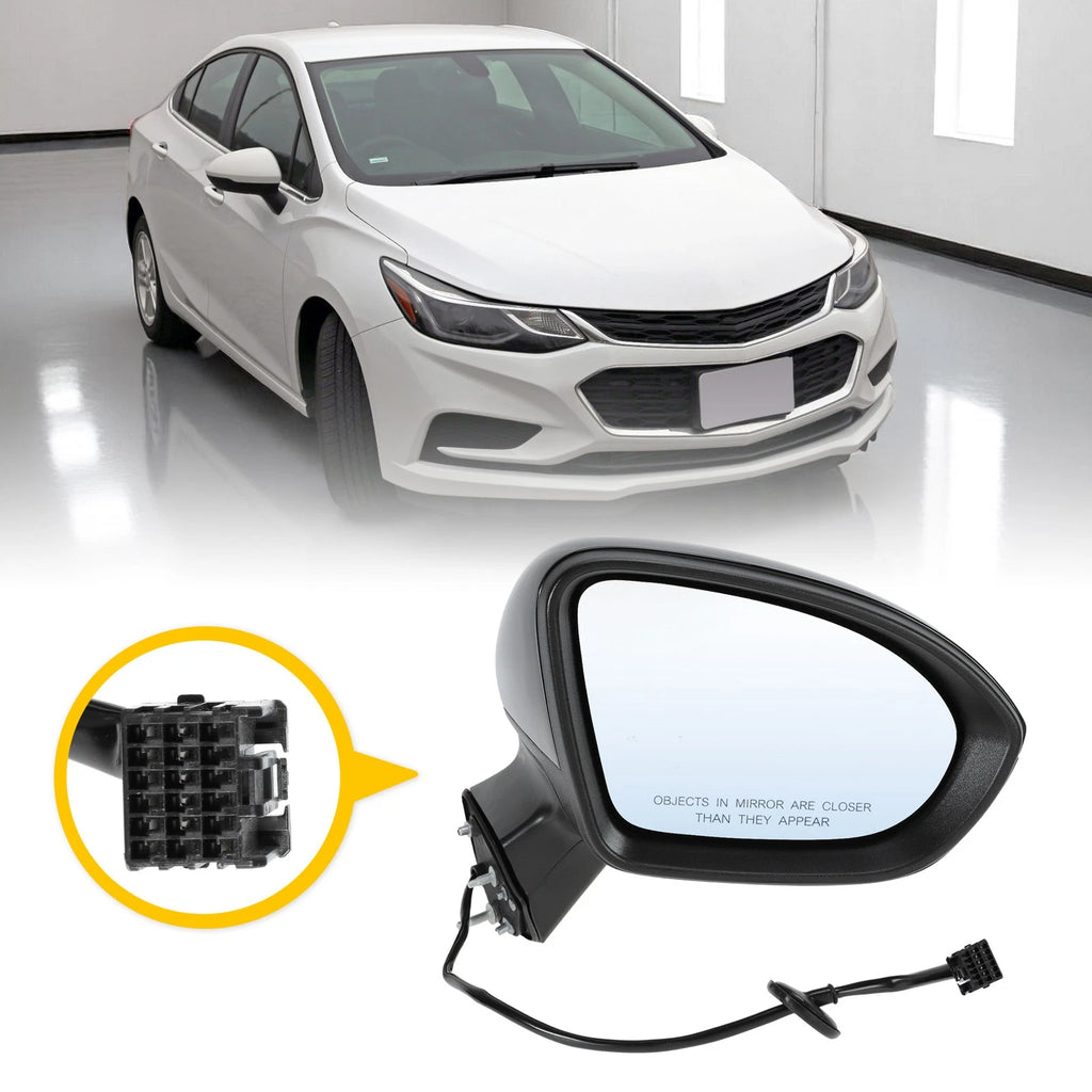 Right Passenger Side Door Mirror Gloss Black Replacement for Chevy Cruze (2016–2019)