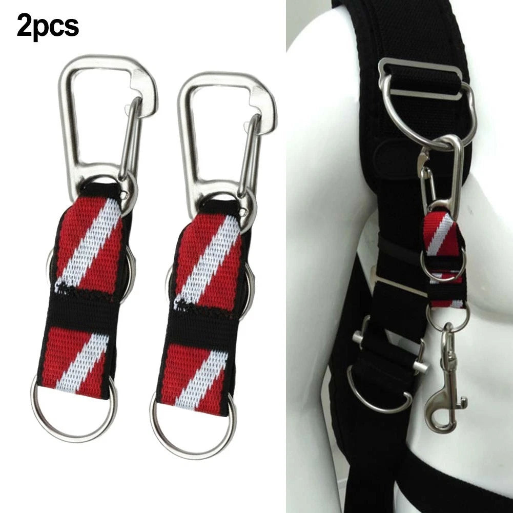 2X Scuba Diving Split Ring Connector with Clip for Secure Attachment