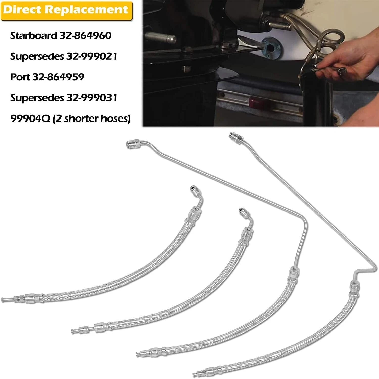 Trim Tilt Hydraulic Ram Cylinder Hose Kit for Mercruiser Alpha One Gen II (N/A)