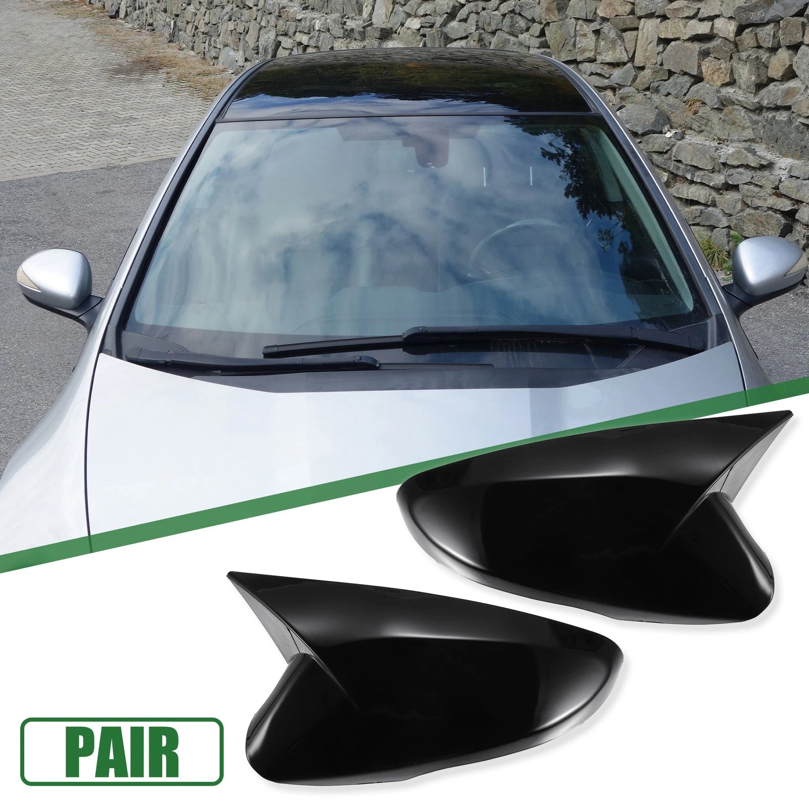 Rearview Mirror Cover Cap Pair for Hyundai Veloster (2012–2017) Gloss Black