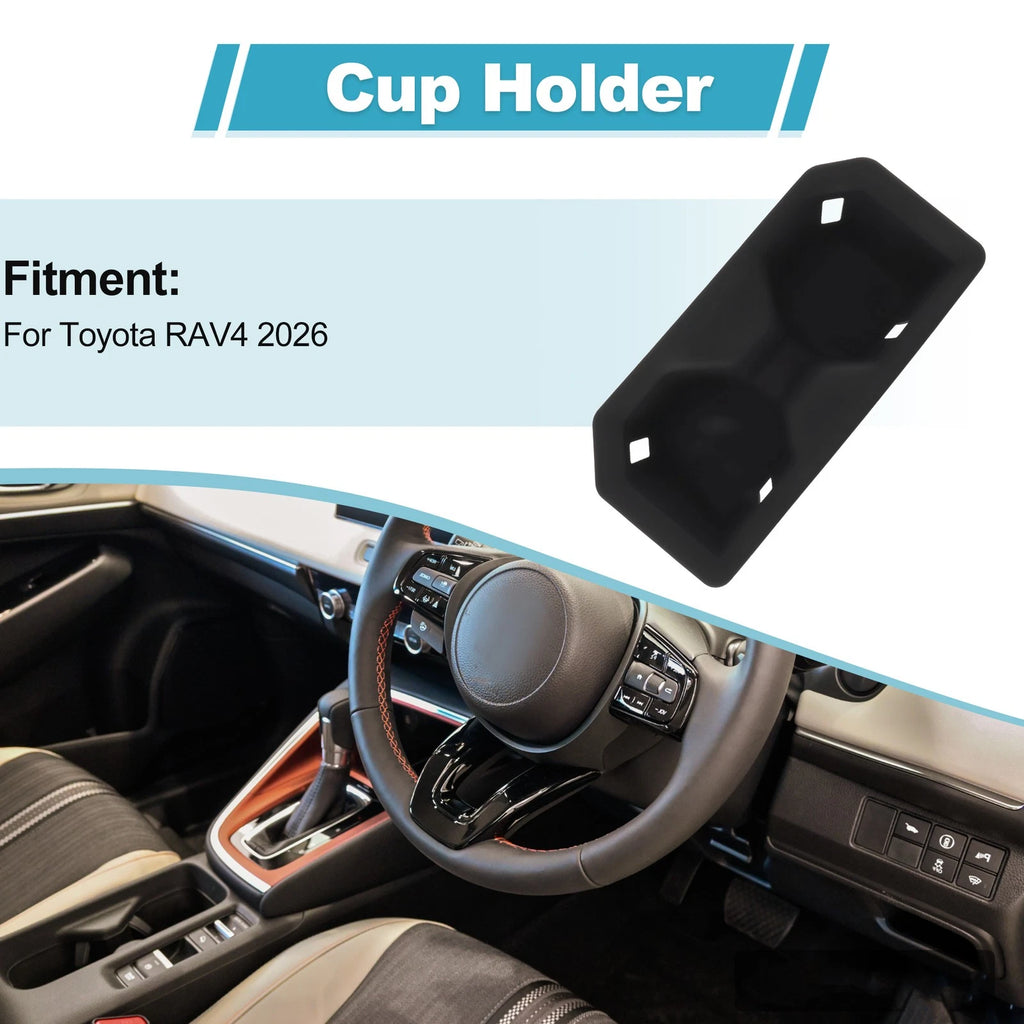 Front Console Cup Holder Organizer for Toyota RAV4 (2026) Silicone Black