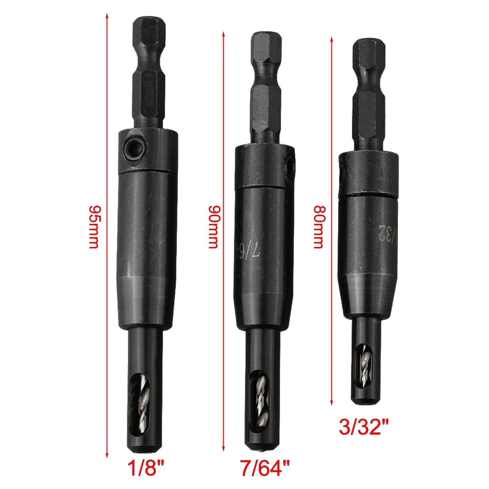 3Pcs Self Centering Hinge Tapper Core Drill Bit Set for Woodworking
