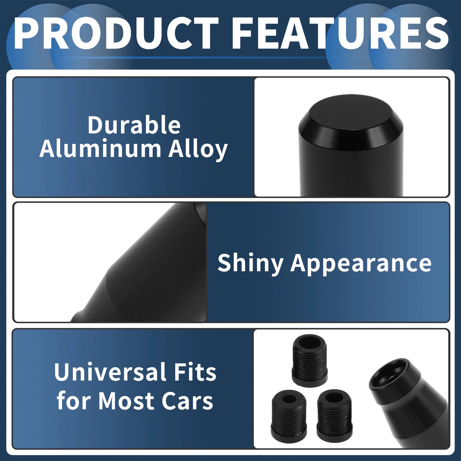 Shift Knob with 3 Adapters for Universal Fit (Automatic/Manual)