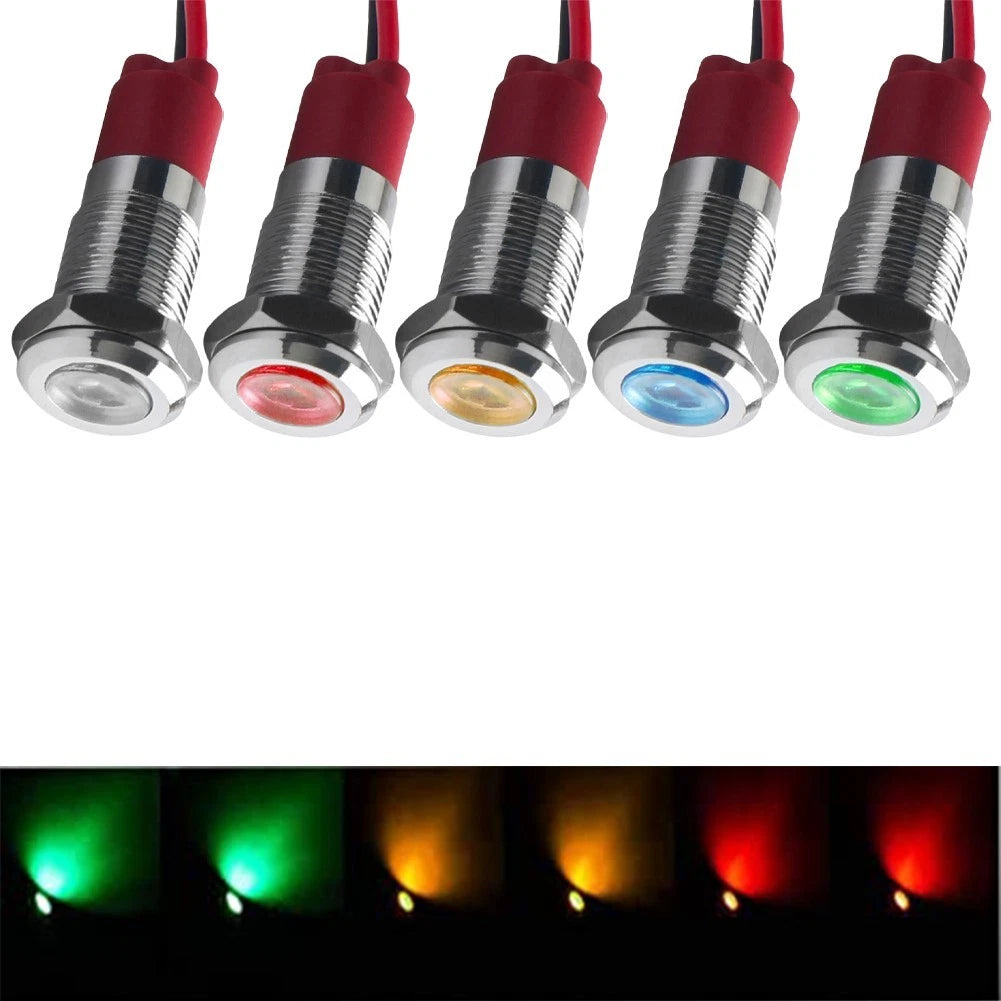 6X 8mm LED Indicator Lights for Vehicle Dashboard
