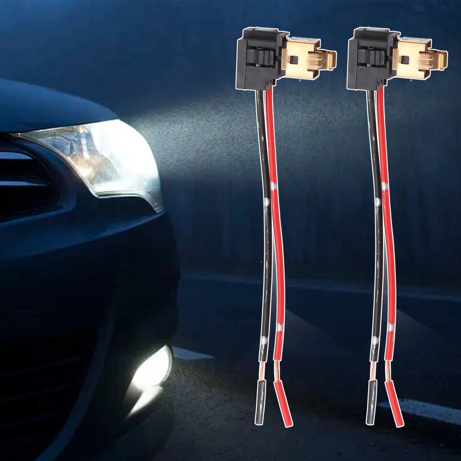 2X H1 H3 Socket Extension Wiring Harness Connector LED Headlight Adapter