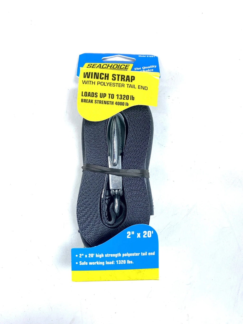 Winch Strap with Polyester Tail End 2" x 20' for SeaChoice 51251