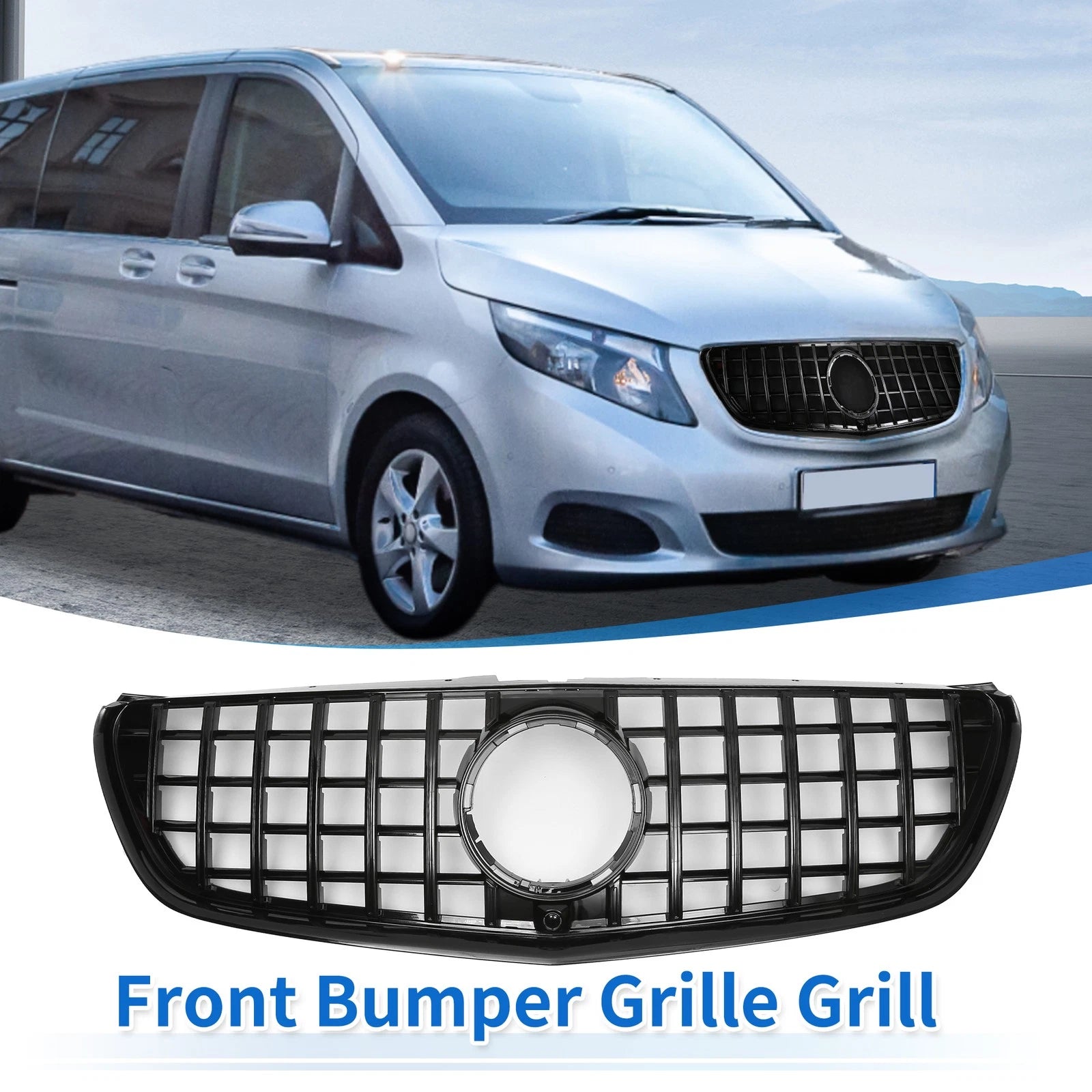Front Upper Bumper Grille Grill for Mercedes-Benz V-Class W477 (2014–2024)