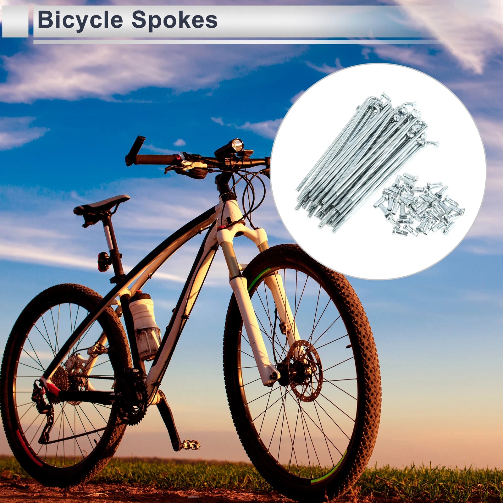 Bicycle Spokes Nipple Replacement Set 80mm for 12G Carbon Steel (—)