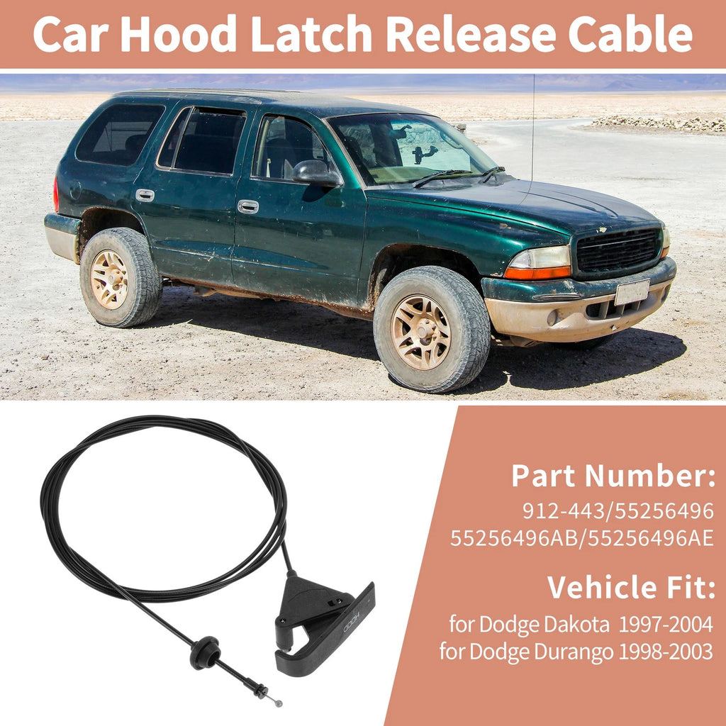 Front Hood Latch Release Cable Replacement for Dodge Dakota Durango (1997–2004)