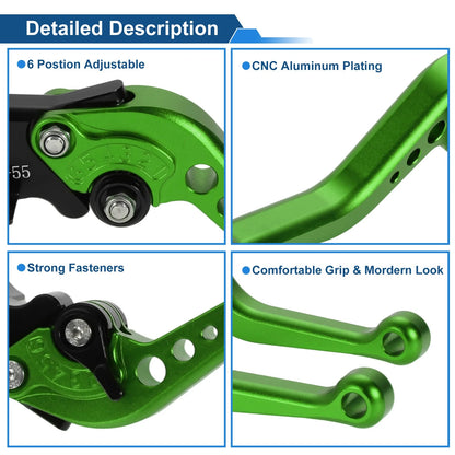 Adjustable Short Brake Clutch Lever Set for Buell XB12R (2009) Green