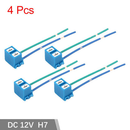 Set of 4 H7 Car Light Socket Female Ceramic Headlight Wire Harness Connectors for Universal