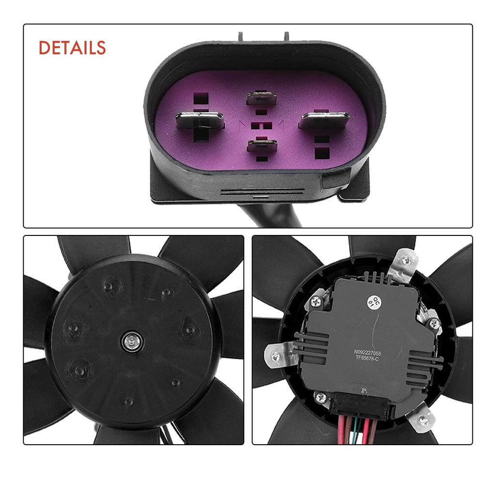 Radiator Cooling Fan with Control Module for VW Golf Jetta Beetle Passat (2000–2023)