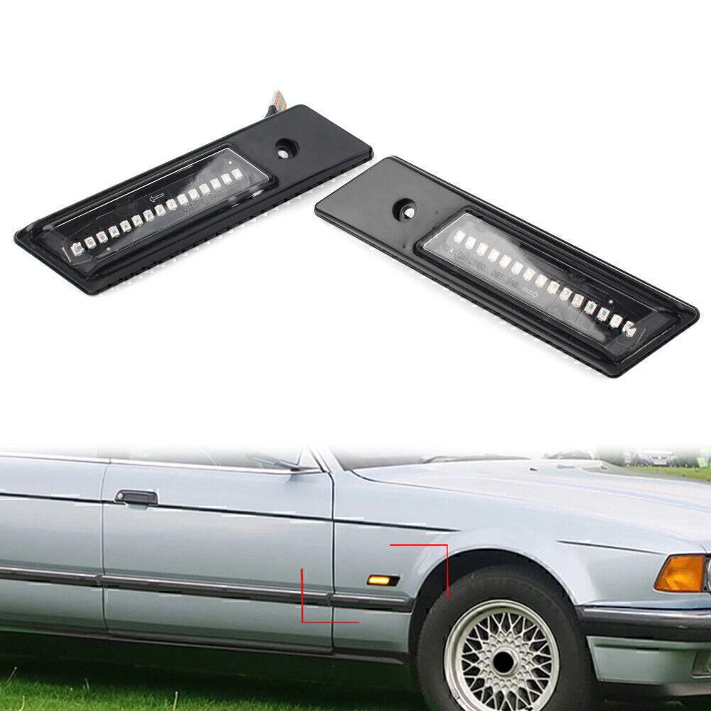2X Dynamic LED Side Marker Turn Signal Light for BMW 3 5 7 Series (E32 E34 E36)