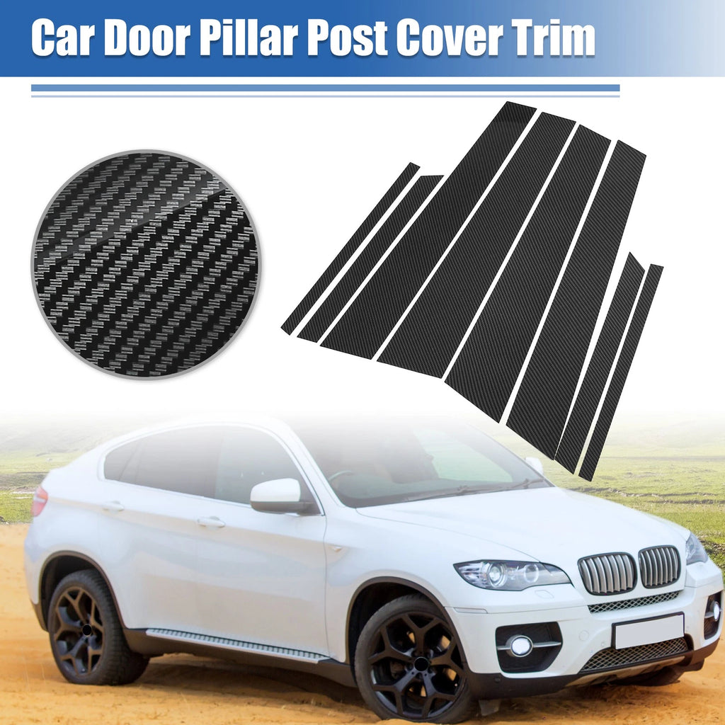Carbon Pattern Door Window Pillar Post Cover Trim for BMW X6 (2007–2014)