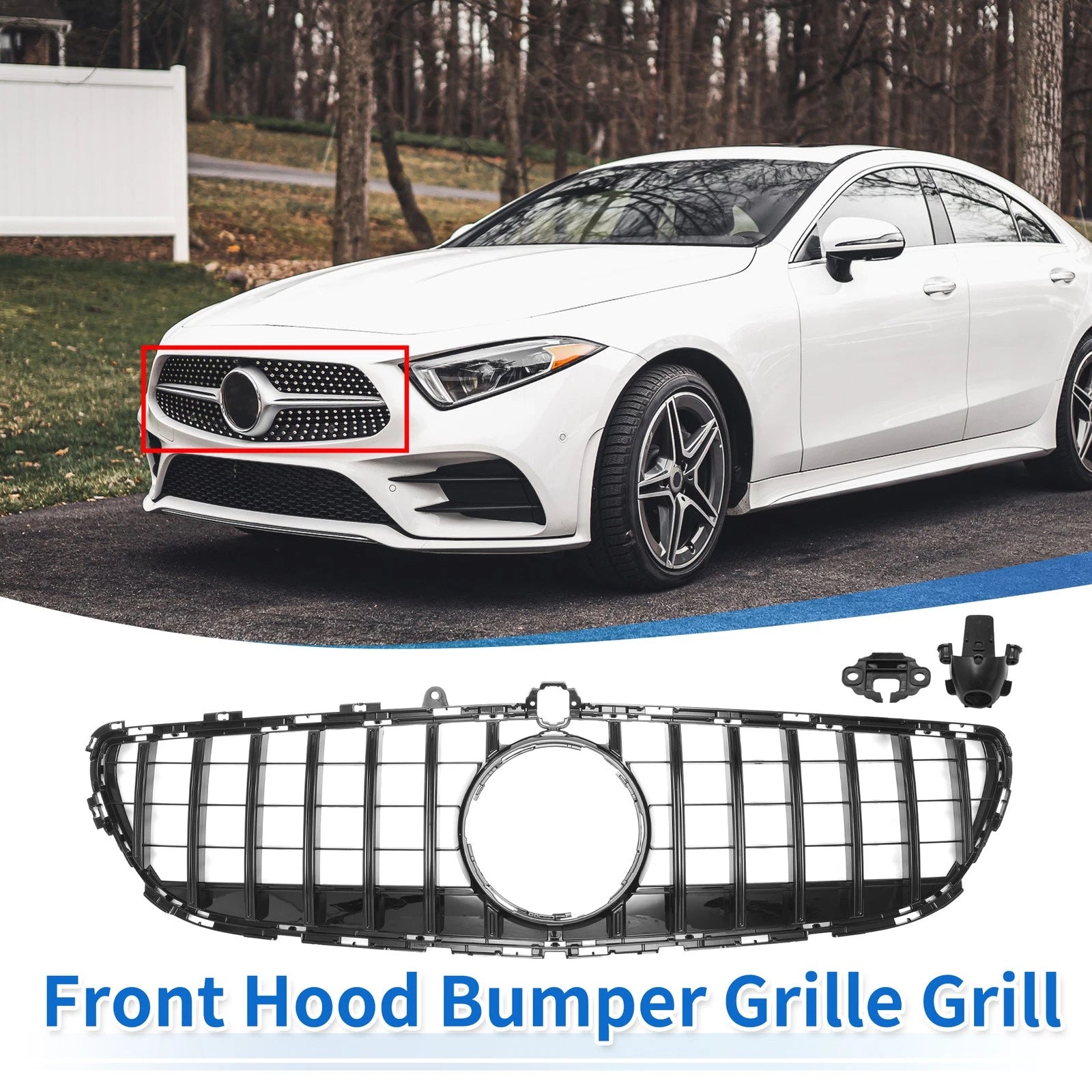 Front Upper Bumper Grille Grill Replacement for Mercedes-Benz CLS400 (2015–2018)