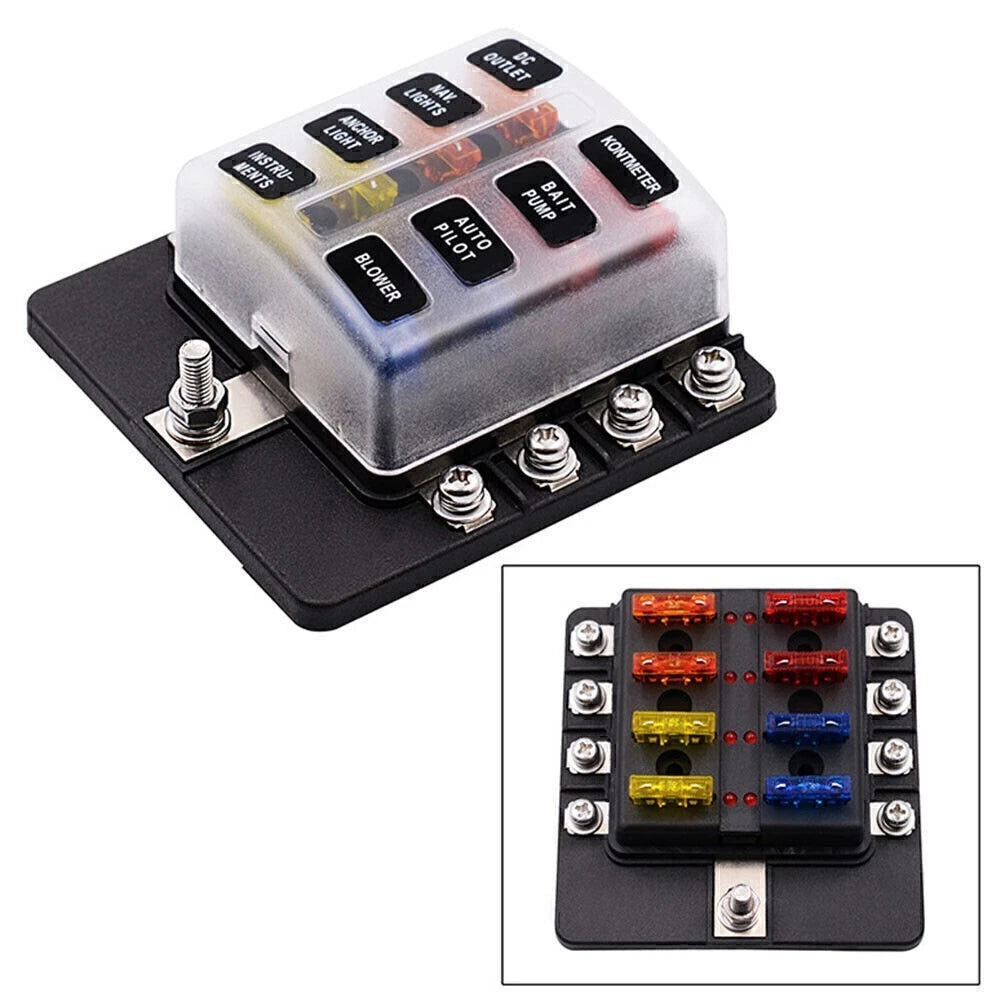8 Way Blade Fuse Box for Car Boat 32V Waterproof