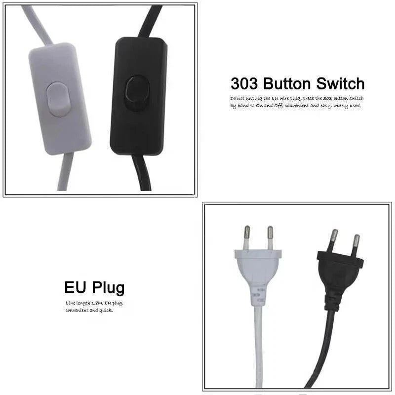 E27 Cable Cord with Switch Pendant Lamp Base Socket EU Plug