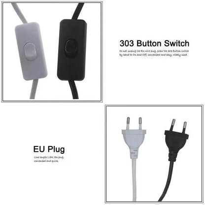 E27 Cable Cord with Switch Pendant Lamp Base Socket EU Plug