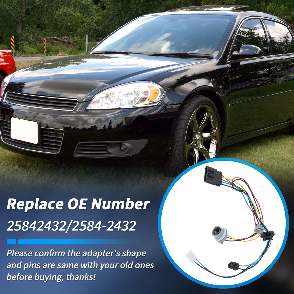 Headlight Bulb Wiring Harness for Chevrolet Impala (2006–2013) 25842432