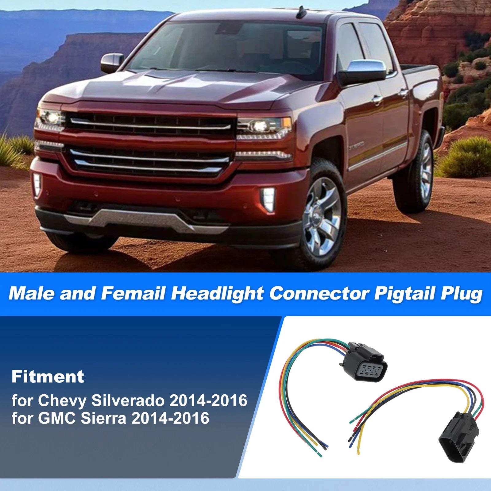 Headlight Connector Harness Plug Wire for Chevy Silverado (2014–2019)
