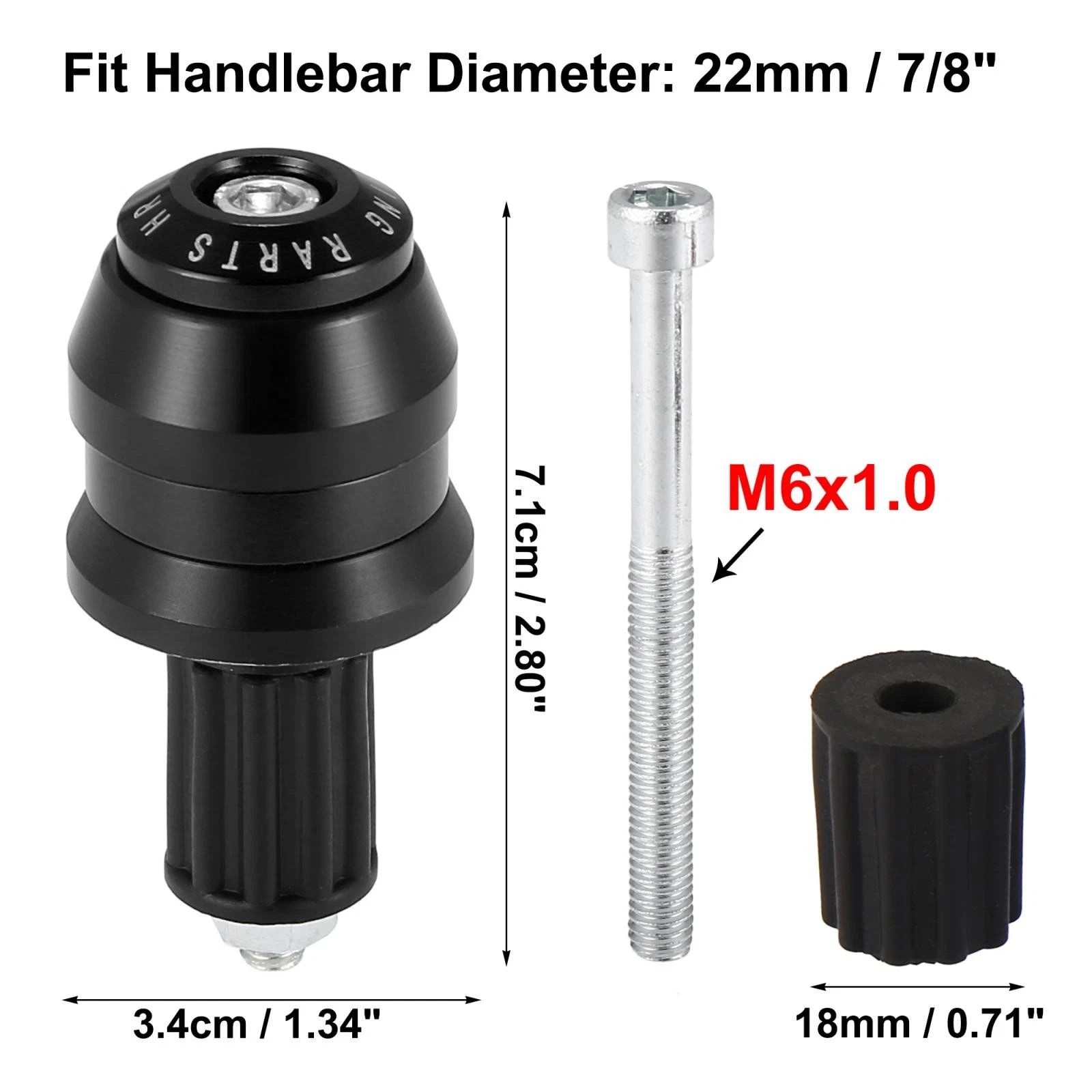 Handlebar End Plugs Pair 7/8 22mm Replacement for Motorcycle Dirt Bike (—)