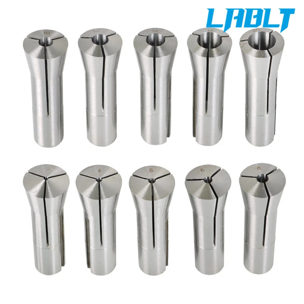10 Pcs R8 Round Spring Collet Set for (3-20mm)