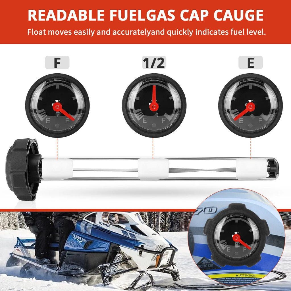 Fuel Tank Gas Cap with Gauge for Arctic Cat Snowmobile (Bearcat, Jag, Panther)