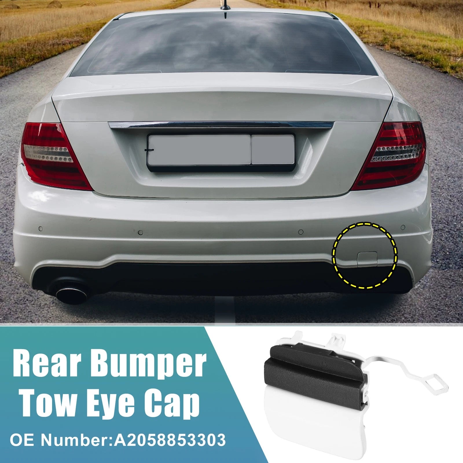 Tow Hook Cover Rear Replacement for Mercedes Benz C-Class (2015–2021)