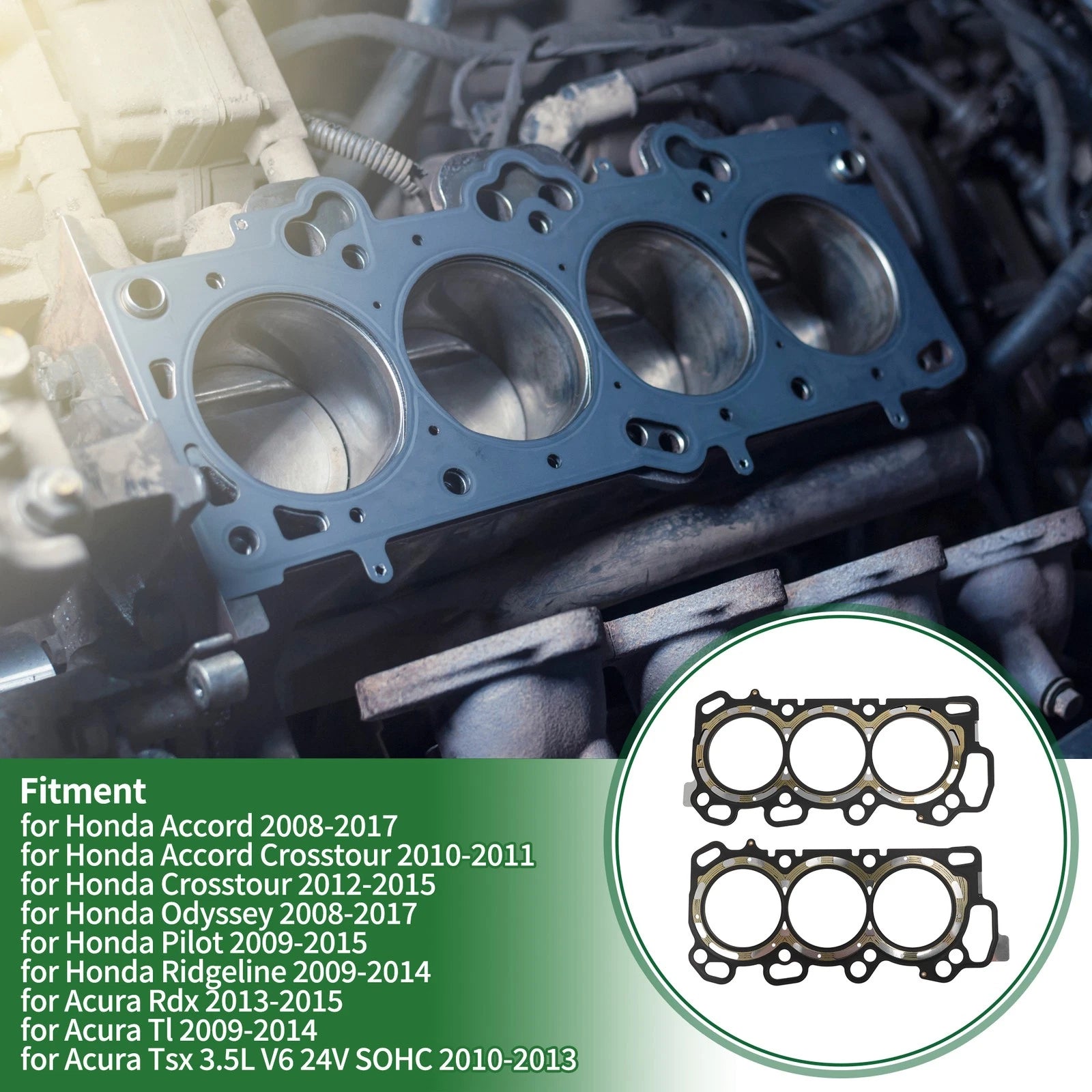 Cylinder Head Gasket Left Right 2 Pack Replacement for Honda Accord (2008–2017)