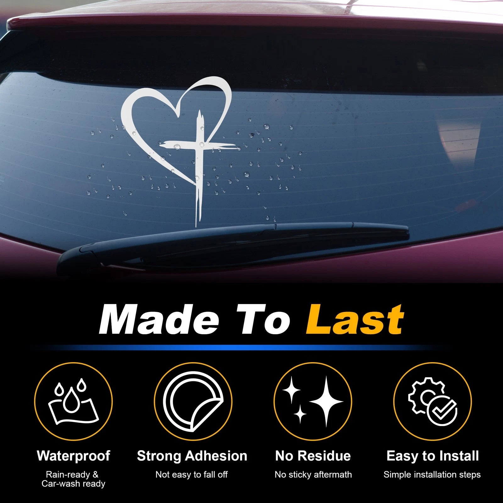 Reflective Bumper Decal for - Silver Tone Cross
