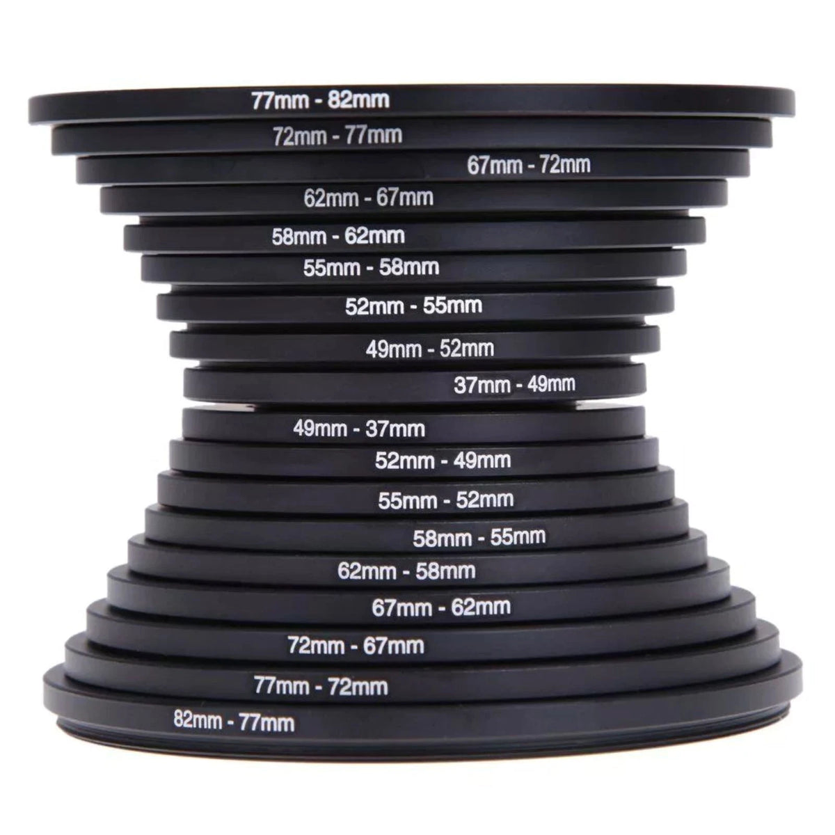 18pcs Camera Lens Filter Adapter Ring Universal 37-82mm