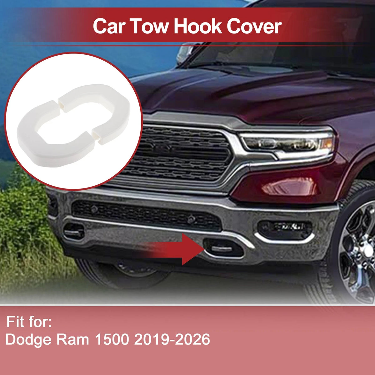 Tow Hook Cover Cap Set of 2 for Dodge Ram 1500 (2019–2026)