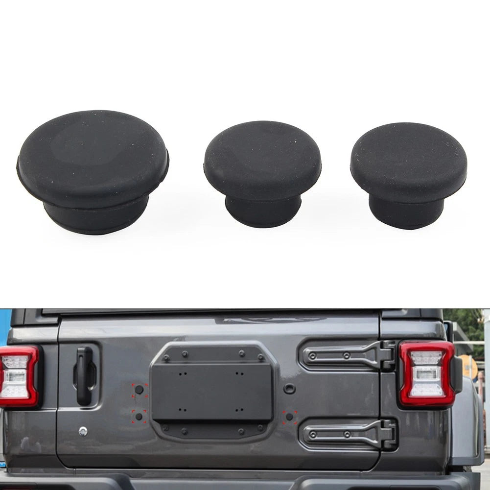 3 Pcs Rear Tailgate Rubber Plug Dust Plugs for Jeep Wrangler JL (2018–2023)